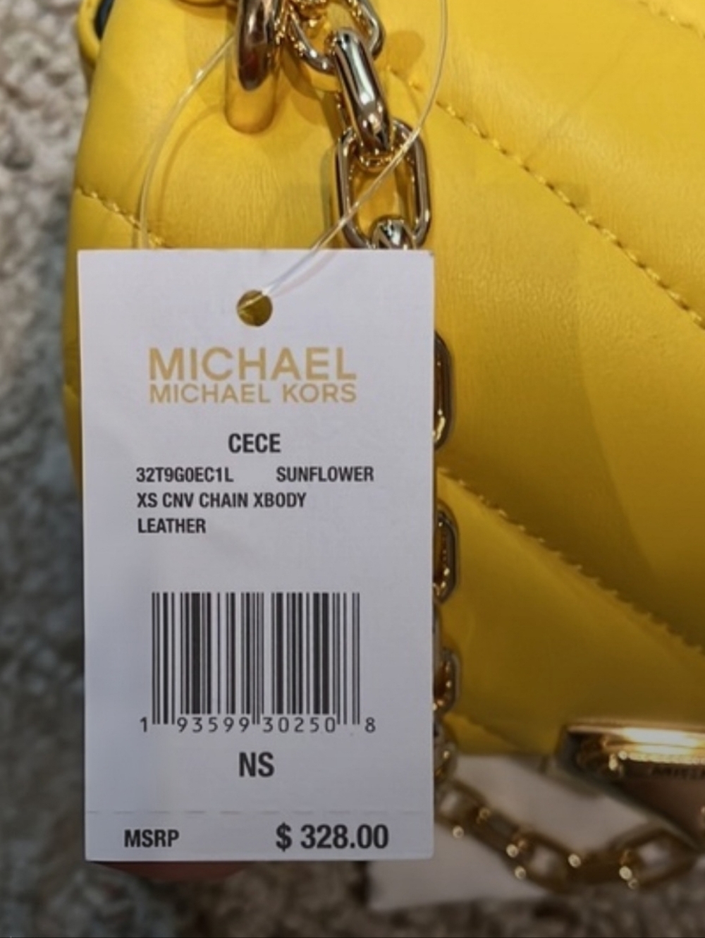 Michael Kors Yellow Quilted Leather Crossbody with Gold Chain - Picture 6 of 7